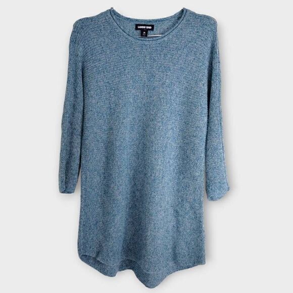 Lands' End Womens Size Med 10-12 Linen Blend Pullover Knit Blue Beach Top Summer - Picture 1 of 12